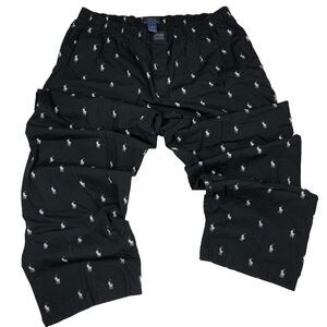 Polo Ralph Lauren All Over Pony Lounge Pants XL Black Logo Streetwear Baggy